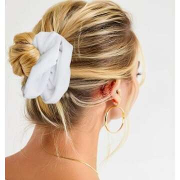 Stylish Large White Velvet Scrunchies for Thick Hair
