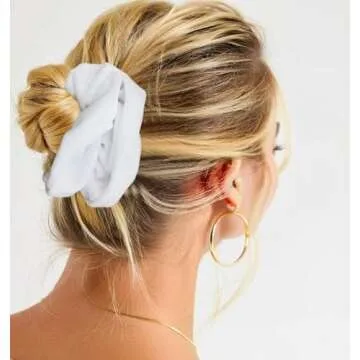 Stylish Large White Velvet Scrunchies for Thick Hair