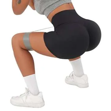 OMKAGI Women Cross Waist Workout Shorts with Pockets 5" Ribbed High Waisted Yoga Biker Shorts(M,914-Black Waistband Pocket-5inch)