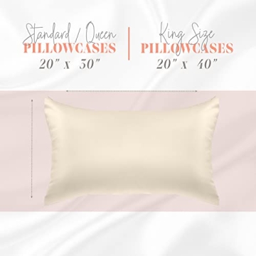 Elegant Comfort Silky and Luxurious 2-Piece Satin Pillowcase Set for Healthier Skin and Hair, Hidden Zipper Closure and Beautifully Packaged, Satin Pillowcase Set, Standard/Queen, Cream