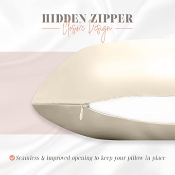 Elegant Comfort Silky and Luxurious 2-Piece Satin Pillowcase Set for Healthier Skin and Hair, Hidden Zipper Closure and Beautifully Packaged, Satin Pillowcase Set, Standard/Queen, Cream