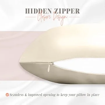 Elegant Comfort Silky and Luxurious 2-Piece Satin Pillowcase Set for Healthier Skin and Hair, Hidden Zipper Closure and Beautifully Packaged, Satin Pillowcase Set, Standard/Queen, Cream