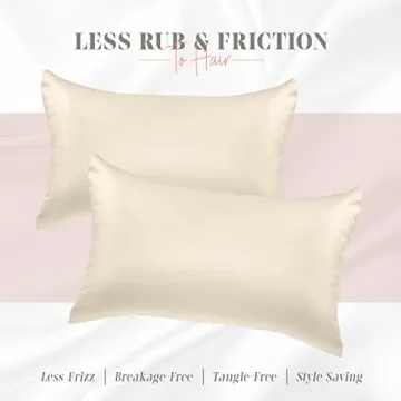 Elegant Comfort Silky and Luxurious 2-Piece Satin Pillowcase Set for Healthier Skin and Hair, Hidden Zipper Closure and Beautifully Packaged, Satin Pillowcase Set, Standard/Queen, Cream
