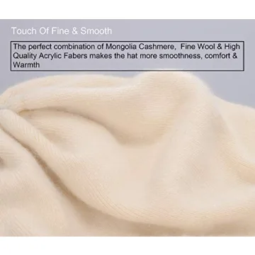 Beige Cashmere Beanie with Real Fur Pom Pom Winter Hat