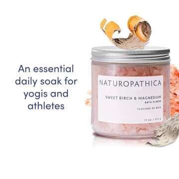 Naturopathica Sweet Birch and Magnesium Bath Flakes, Soothing Daily Bath Soak for Sore Muscle Relief, Bathing Alternative to Epsom Salt, Relaxing Pain Relief Soak for Men and Women, 11 oz