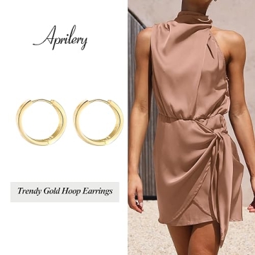 Stylish Aprilery 14K Gold Plated Hoop Earrings for Women