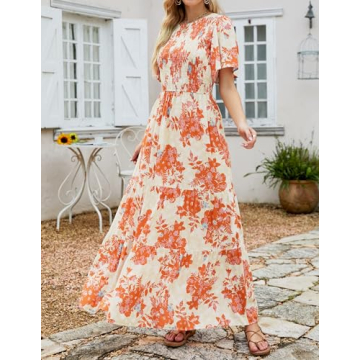 ZESICA Floral Maxi Dress Comfortable Stylish Summer Wear