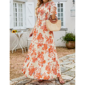 ZESICA Floral Maxi Dress Comfortable Stylish Summer Wear