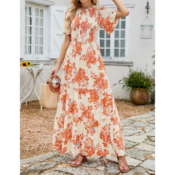 ZESICA Floral Maxi Dress Comfortable Stylish Summer Wear