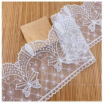 SuiGlory Lace Trim Ribbon, Wide Embroidery Floral Sewing Lace Trim for DIY Craft Sewing, Wedding/Bri...