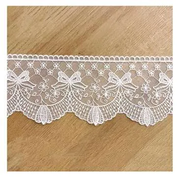 SuiGlory Lace Trim Ribbon, Wide Embroidery Floral Sewing Lace Trim for DIY Craft Sewing, Wedding/Bridal Decoration, Home Decoration, Packaging, 5 Yards (White Bowknot)