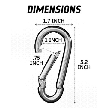 Carabiner Clip 5 Pack - Multipurpose Heavy Duty Carabiner - Snap Hooks - Carabiner Heavy Duty - Small Carabiner Clip - Large Carabiner Clip - Clips for Keys - Carribeaner Hook (3.2 Inch)