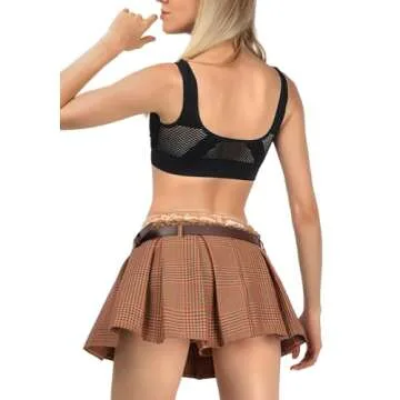 DAZCOS Women’s Low Waist Plaid Skirt with Shorts Belt