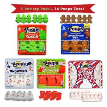 Christmas Peeps Marshmallow Candy Variety 34 Pack- 5 Flavors of Christmas Marshmallow Peeps Christma...