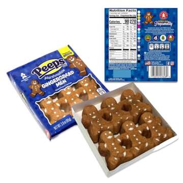 Christmas Peeps Marshmallow Candy Variety 34 Pack- 5 Flavors of Christmas Marshmallow Peeps Christmas Candy, Christmas Stocking Stuffers, Christmas Candy Stocking Stuffers, Peeps Snowmen, Candy Cane