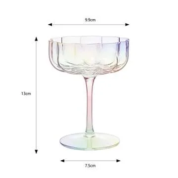 Khen Flower Vintage Wavy Glass Coupes Set - 4 Colorful Iridescent Glasses