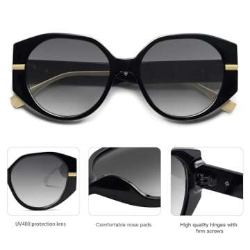 SOJOS Trendy Round Sunglasses for Women UV400 Protection