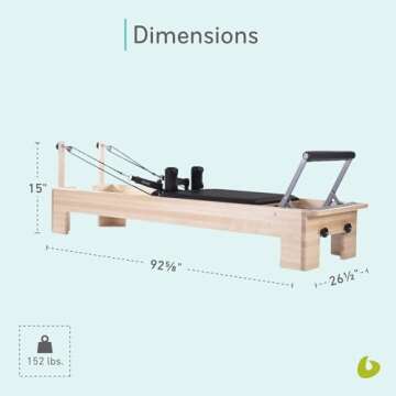 Balanced Body Studio Reformer, Pilates Exercise Equipment with Classic Footbar, Workout Equipment for Home or Studio, Black Upholstery