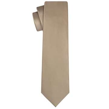 KissTies Dark Tan Satin Tie Set for Men - Necktie & Pocket Square