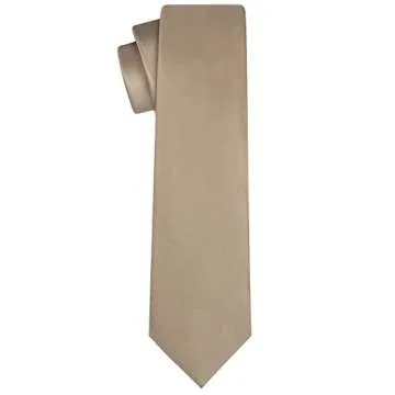KissTies Dark Tan Satin Tie Set for Men - Necktie & Pocket Square