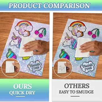 20 Sheets Holographic Printable Sticker Paper, 8.5x11 Inch Vinyl Sticker Paper for Inkjet & Laser Printer, Waterproof Dries Quickly Sticker Paper - Diamond/Rainbow/Glossy White/Star