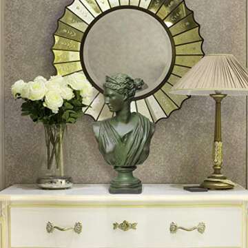 Beonueni 12 Inch Roman Goddess of Wisdom Bust Statue Gypsum Statue Replica Sculpture Figurine Home Decor Resin Crafts for Sketch Practice Artist (Vintage Green)