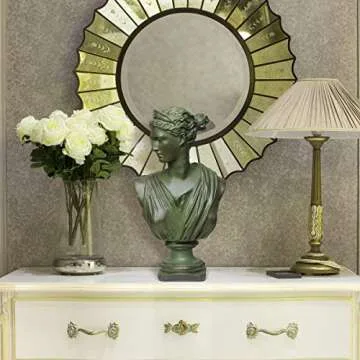 Beonueni 12 Inch Roman Goddess of Wisdom Bust Statue Gypsum Statue Replica Sculpture Figurine Home Decor Resin Crafts for Sketch Practice Artist (Vintage Green)