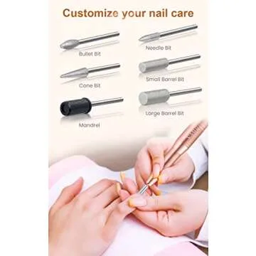 Professional Acrylic Nail Drill, USB Electric Nail Drill Machine, Portable Electrical Nail File Kit for Gel Nails and Home Salon, Manicure Pedicure Polishing Shape Tools, Gold