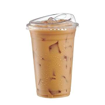 Comfy Package [20 oz. - 100 Count Crystal Clear Plastic Cups With Strawless Sip-Lids, Disposable Ice...