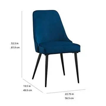 Rivet Modern High-Back Dining Chairs Set of 2 in Blue