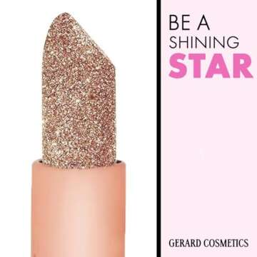 Gerard Cosmetics Glitter Lipstick (Hollywood Blvd), Nude Pink Lipstick with Sparkling Metallic Glitter, Long Lasting, Smooth Formula, Highly Pigmented Opaque Color, Cruelty Free & Made in USA