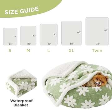 Lesure Waterproof Puppy Blanket for Small Dogs - Washable Double Sided Dog Blankets with Warm Jacquard Shag and Soft Sherpa Fleece, Pet Cat Blanket for Couch Protection, 3D Textured Cloud, Green