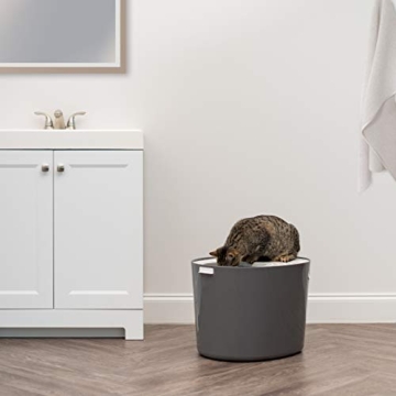 Stylish IRIS USA Top Entry Cat Litter Box with Scoop