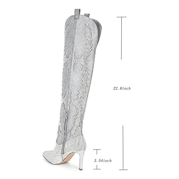 Stylish Rhinestone Cowboy Boots for Women - 8cm Heels