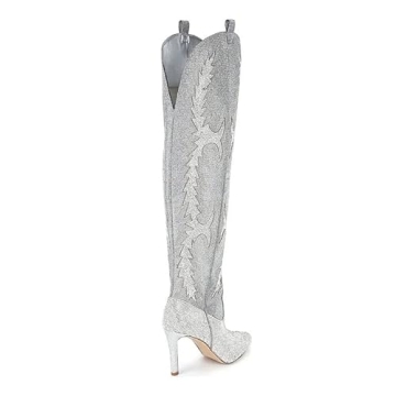 Stylish Rhinestone Cowboy Boots for Women - 8cm Heels
