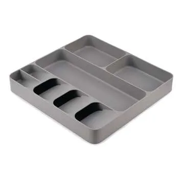 Joseph Joseph DrawerStore Compact Utensil Organizer For Kitchen Drawer Silverware, Flatware Tray, Large, Grey