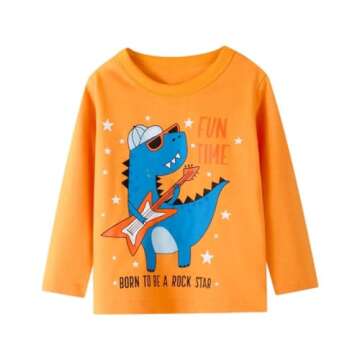 BIBNice Boys Long Sleeve Shirts Toddler Fall Top Kids Cotton Clothes 3 Pack Size 4T