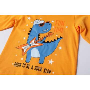 BIBNice Boys Long Sleeve Shirts Toddler Fall Top Kids Cotton Clothes 3 Pack Size 4T