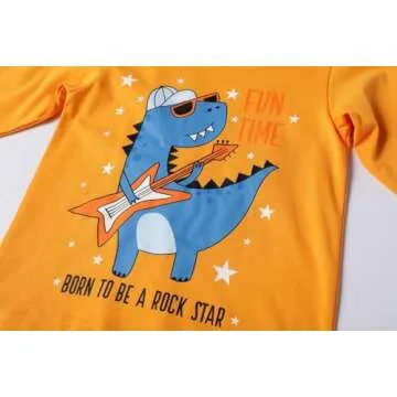 BIBNice Boys Long Sleeve Shirts Toddler Fall Top Kids Cotton Clothes 3 Pack Size 4T