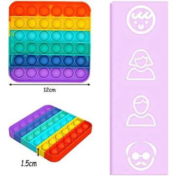 Pop its Fidget Toy Pop It's Bubble Sensory Fidget Toy Autism Special Needs Stress Reliever, Squeeze Sensory Toy, Relieve Stress, Help Restore Emotions 2PCS Rainbow (Raibow)