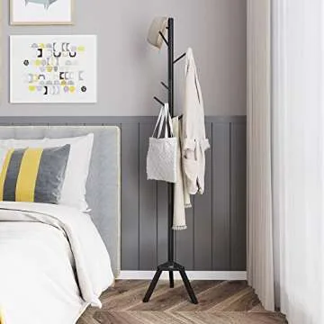 Sywhitta Bamboo Coat Rack Stand - Modern Free Standing Hanger