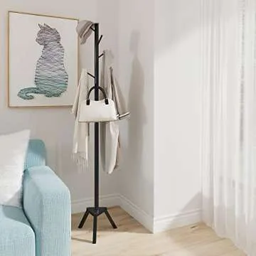 Sywhitta Bamboo Coat Rack Stand - Modern Free Standing Hanger