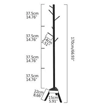 Sywhitta Bamboo Coat Rack Stand - Modern Free Standing Hanger