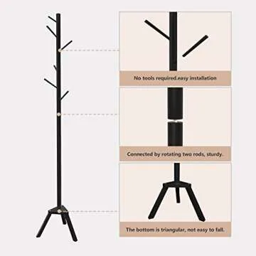 Sywhitta Bamboo Coat Rack Stand - Modern Free Standing Hanger
