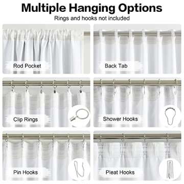 DUALIFE 120 Inch Length Room Darkening Pure White Curtains