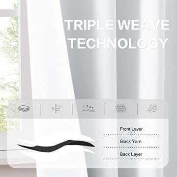 DUALIFE 120 Inch Length Room Darkening Pure White Curtains