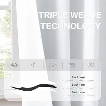 DUALIFE 120 Inch Length Room Darkening Pure White Curtains