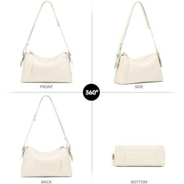 LA FESTIN Leather Purses Shoulder Bag for Women Underarm Large Capacity Crossbody Designer Tote with Adjustable Strap Perfect for Everyday(White)