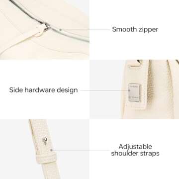 LA FESTIN Leather Purses Shoulder Bag for Women Underarm Large Capacity Crossbody Designer Tote with Adjustable Strap Perfect for Everyday(White)