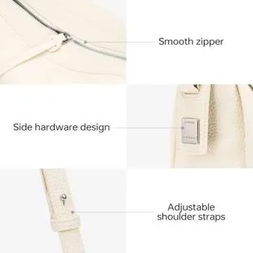 LA FESTIN Leather Purses Shoulder Bag for Women Underarm Large Capacity Crossbody Designer Tote with Adjustable Strap Perfect for Everyday(White)